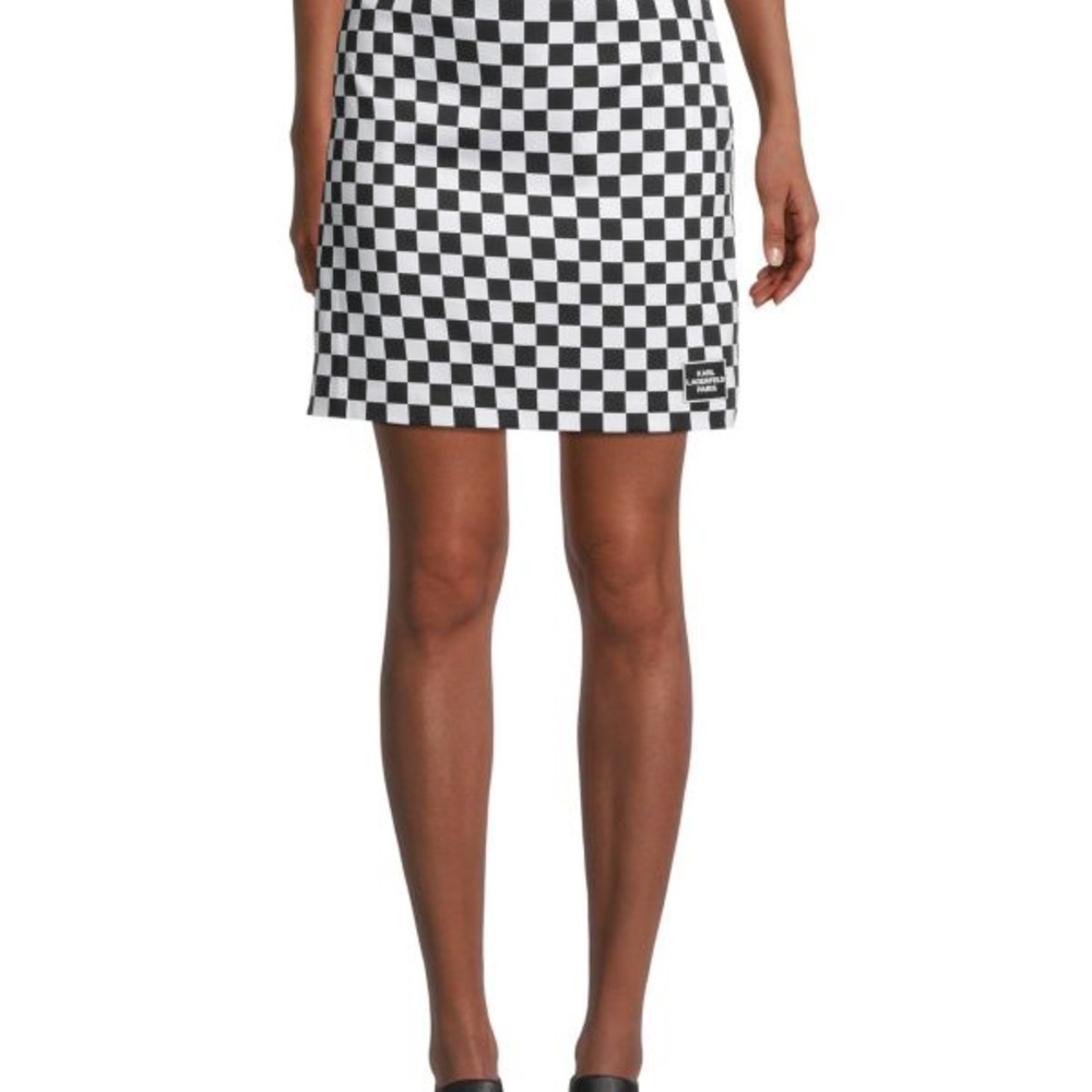 Karl Lagerfeld Paris Checkered Straight Skirt - Large